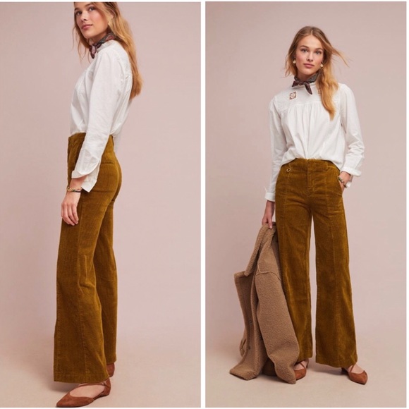 SOLD! Chartreuse Wide-wale Corduroy Trousers NWT - Picture 3 of 8